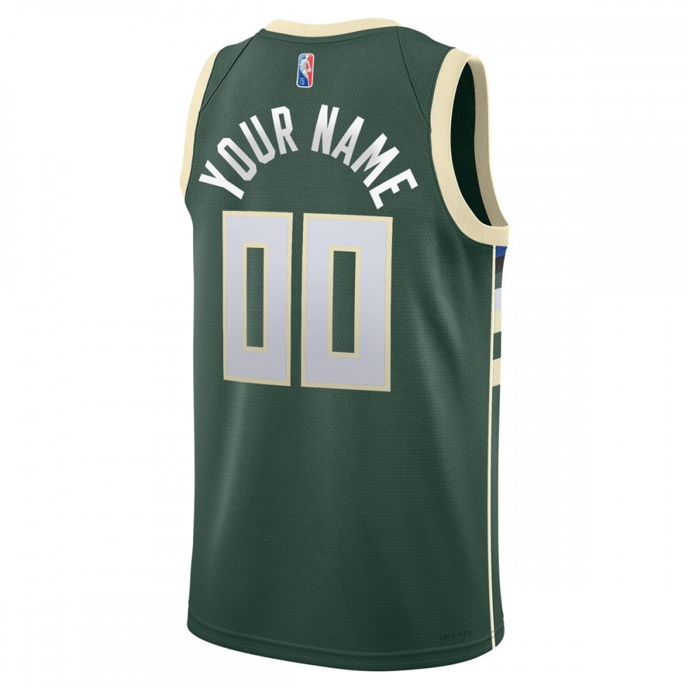 Milwaukee Bucks 2021/22 Diamond Swingman Custom Jersey - Icon Edition - Hunter Green-Pro Kit Vault | Brand New 26/27 Sports Jerseys